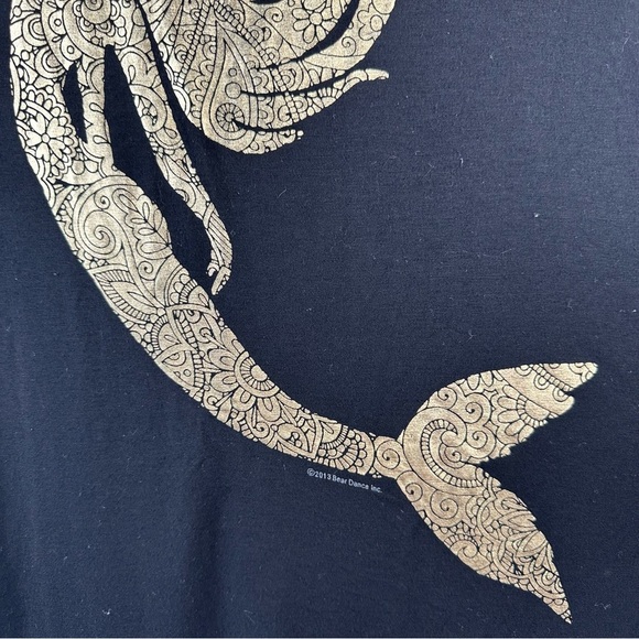 Black Tank Top with Gold Mermaid Design - Picture 2 of 4